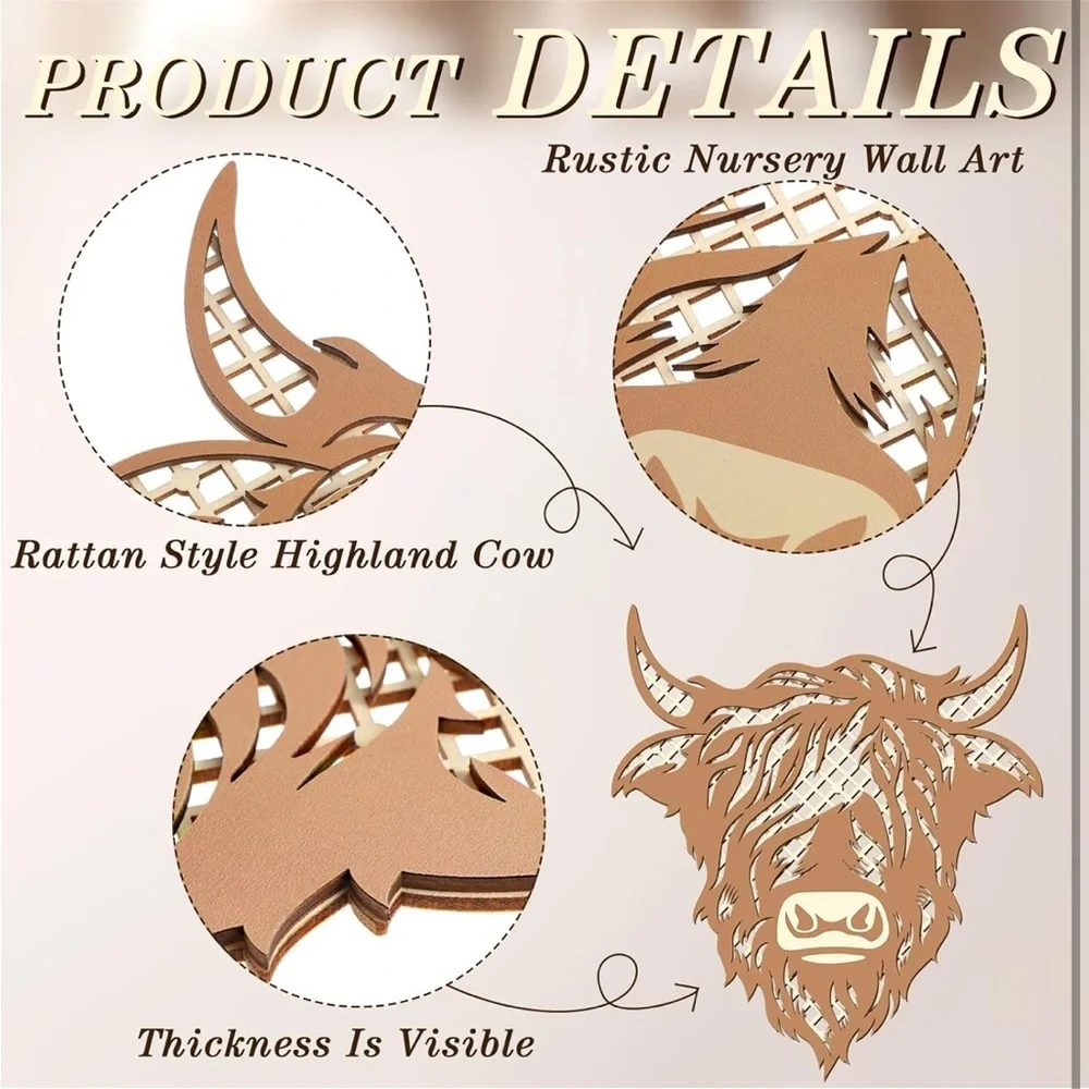 3 piece western highland cow wall decor